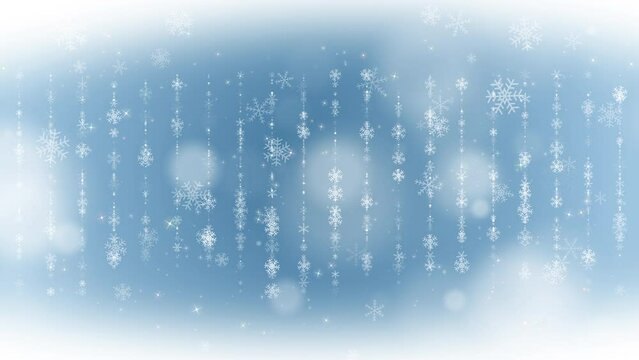 Animation of winter frozen blue background texture with snowflakes traces. Looped motion graphic.