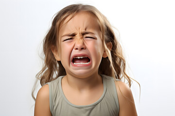 Portrait of beautiful crying little girl. 
