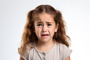 Portrait of beautiful crying little girl. 