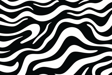 Wavy and swirled brush strokes black and white pattern