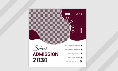 Back to school admission social media post banner design template.