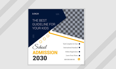 Back to school admission social media post banner design template.