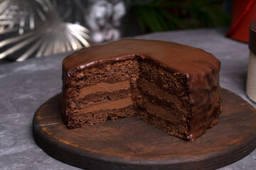 The process of making chocolate cake. Photo recipe.