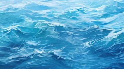Fototapeta premium Fresh blue water background. Bubble, waves and drops banner with free place for text