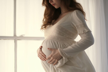 Maternal Glow: Intimate View in White Space