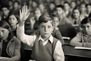 Foto op Canvas Classroom Interaction: Retro Student Participation, 1970 © Andrii 