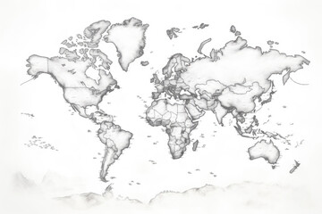 Fototapeta na wymiar Monochrome World Map Silhouette