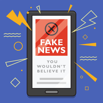 Fake news on a smartphone. Isolated Vector Illustration