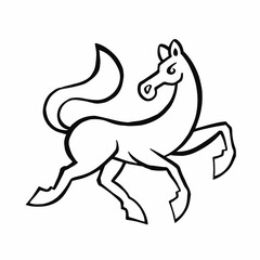 horse outline, horse line, vector illustration