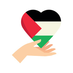 palestine peace hand with flag in heart shape - obrazy, fototapety, plakaty