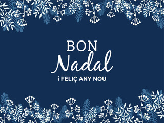 Bon Nadal christmas design with catalan language with blue color - obrazy, fototapety, plakaty