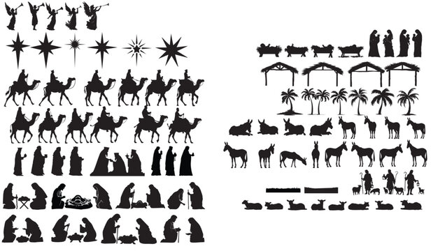 Historically correct nativity scene silhouettes