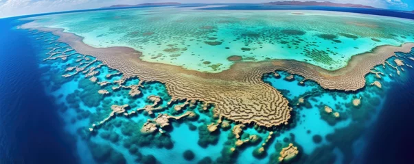 Cercles muraux Turquoise Great barrier reef australia coastilne. Blue ocean coral queensland. Generative ai