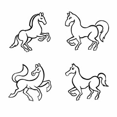Horse outline set, horse line, vector illustration eps 10