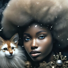 portrait of a woman with a cat