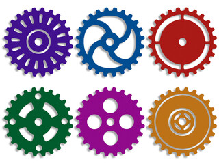 Colorful illustration of gear wheels