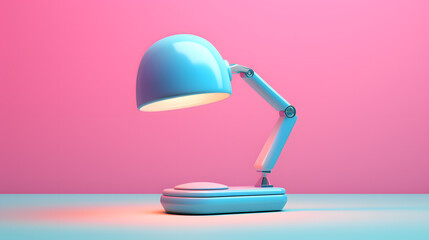 Color desk lamp 3d object pink and blue colors - obrazy, fototapety, plakaty