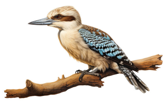 A High-Resolution, Realistic Image of a Kookaburra on a Clear Surface or PNG Transparent Background.