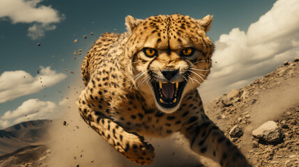 portrait of a leopard. Generative AI.