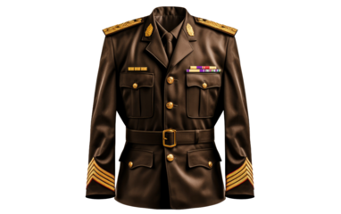 A Realistic Image Showcasing the Military Uniform in Service on a Clear Surface or PNG Transparent Background.