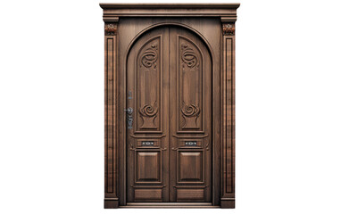 A Realistic Representation of a Midnight Maple Door as an Architectural Masterpiece on a Clear Surface or PNG Transparent Background.