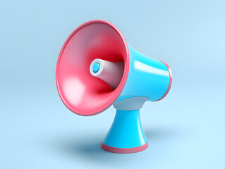 Cartoon 3d megaphone isolated on blue background