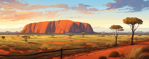 Uluru Ayers rock before sunset at Australia. Generative ai
