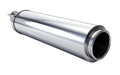 A Realistic View of a Muffler, Enhancing Your Car's Performance and Noise Control on a Clear Surface or PNG Transparent Background.