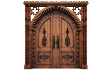 The Rich Aesthetics of a Realistic Mystic Mahogany Door Image on a Clear Surface or PNG Transparent Background.