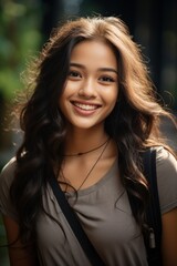 Obraz premium A beautiful indonesian college girl, smiling