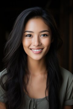 A beautiful indonesian college girl, smiling