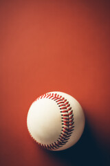 A close up of Ball of baseball , cinematic, blurred background with copy space
