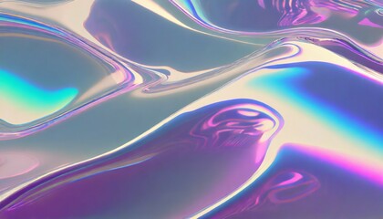 holographic fluid water stream glossy reflection spectrum wavy surface y2k wallpaper background illustration generative ai - obrazy, fototapety, plakaty