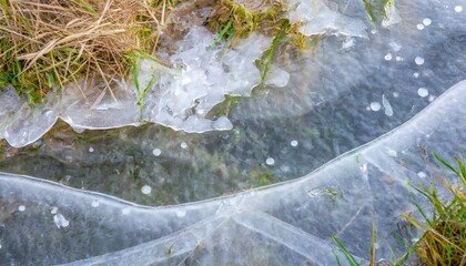 abstract background of ice in a frozen ditch