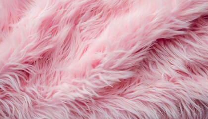 light pink long fiber soft fur pink fur for background or texture fuzzy pink fur plaid shaggy blanket background fluffy fake textile fur flat lay top view copy space