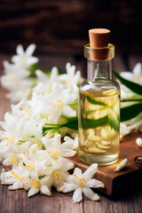 Tuberose essential oil in a bottle. Generative AI,