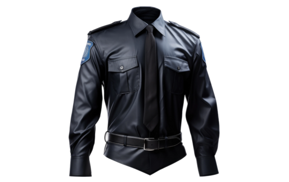 A Realistic Image of the Police Uniform on a Clear Surface or PNG Transparent Background.