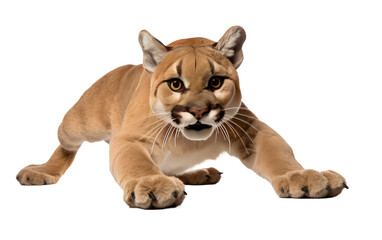Navigating the Realistic Image of the Pouncing Puma Plushie on a Clear Surface or PNG Transparent Background. - obrazy, fototapety, plakaty