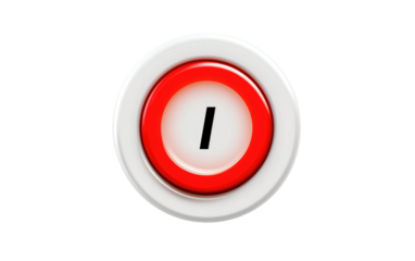 A Realistic Image of the Power Button on a Clear Surface or PNG Transparent Background.