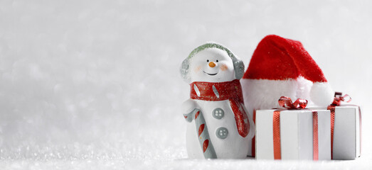 Christmas snowman with gifts
