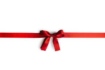 Red gift bow on white - obrazy, fototapety, plakaty