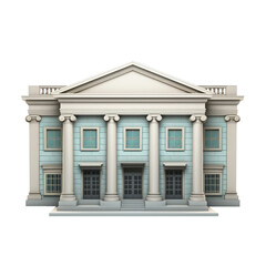 Obraz premium bank building 3d model isolated on transparent background, financial designs, png