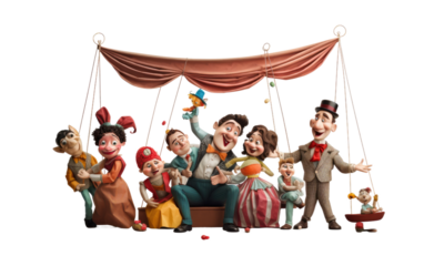 Exploring the Realistic Image of Puppet Pals Theater on a Clear Surface or PNG Transparent Background.