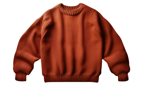 A Realistic Image of the Pullover Sweater on a Clear Surface or PNG Transparent Background.