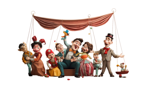 Exploring the Realistic Image of Puppet Pals Theater on a Clear Surface or PNG Transparent Background.