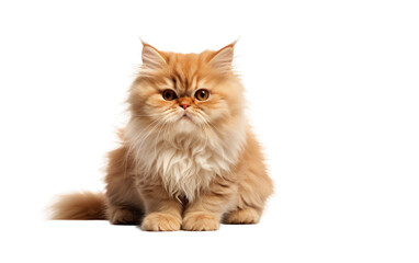 Fototapeta premium Exploring the Realistic Image of the Purring Persian Kitten Soft Toy on a Clear Surface or PNG Transparent Background.