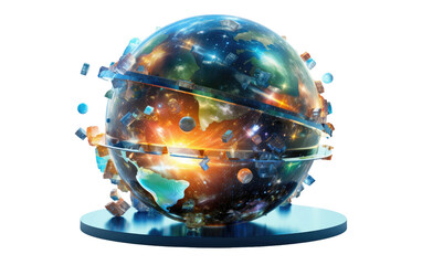 Exploring the Realistic Image of the Puzzle Planetarium on a Clear Surface or PNG Transparent Background.