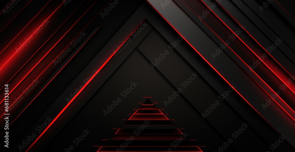 Poster a dark background with red lines and a red triangle on the left side of the image and a red triangle