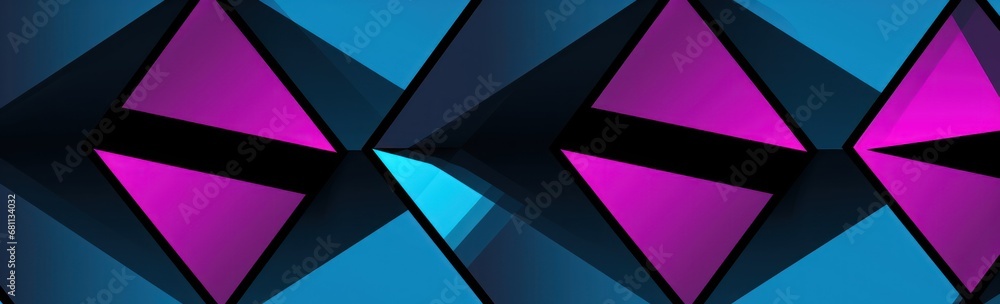 Poster a purple and blue abstract design with a black stripe on the bottom of the image and a black stripe 