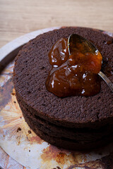 The process of making chocolate cake. Photo recipe.